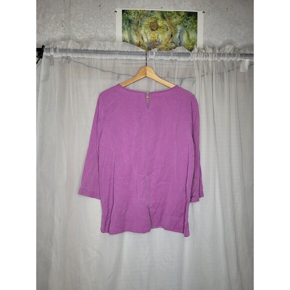 Soft Surroundings Blouse womens size Medium Cusabo Pintuck Iris Orchid Purple - Picture 7 of 8